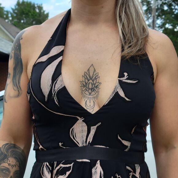 HALSTON black/gold high/ low chiffon evening gown Final Discount - Picture 7 of 15